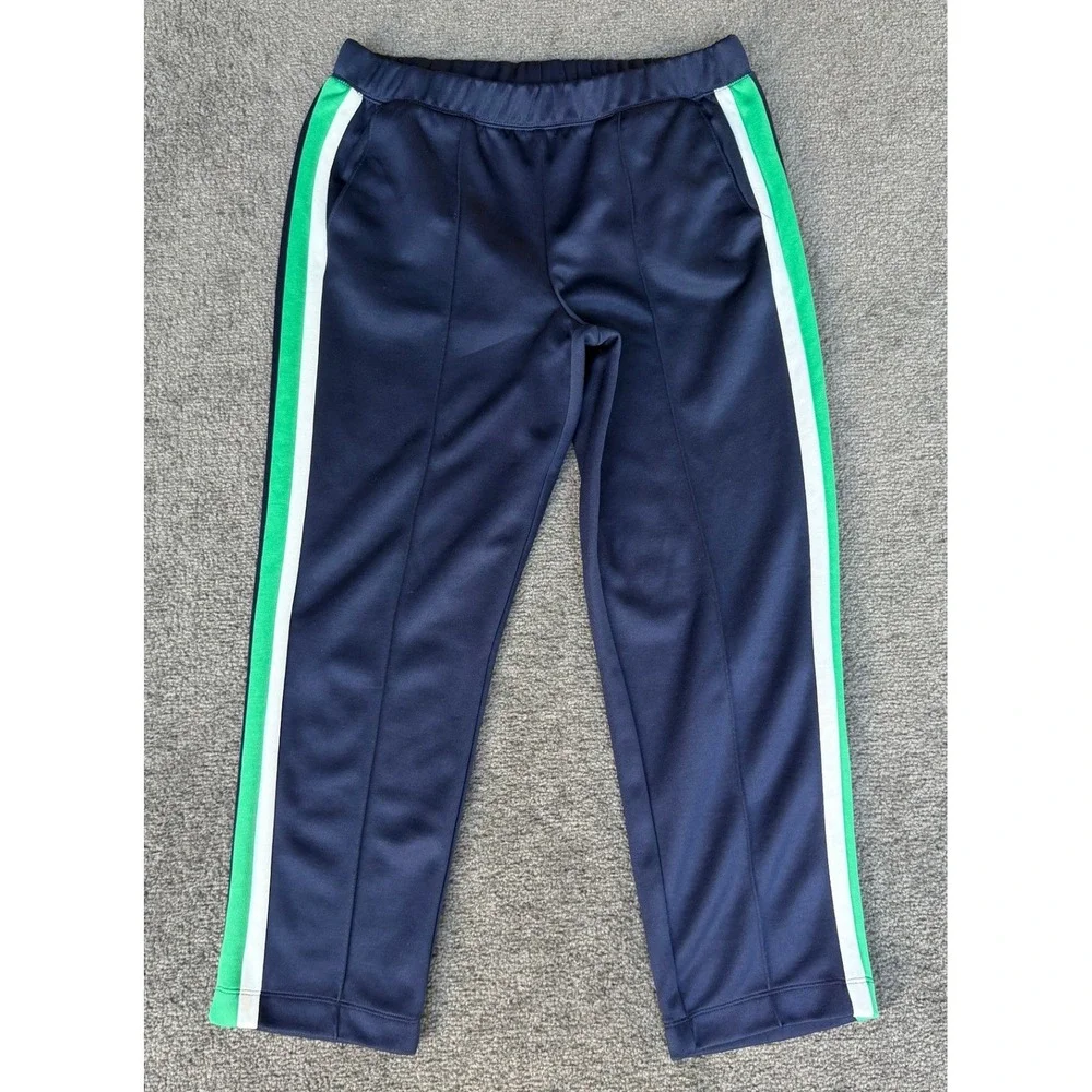 Old Navy Active Go-Dry Track Pants Navy Blue Green White Stripe Mens Medium